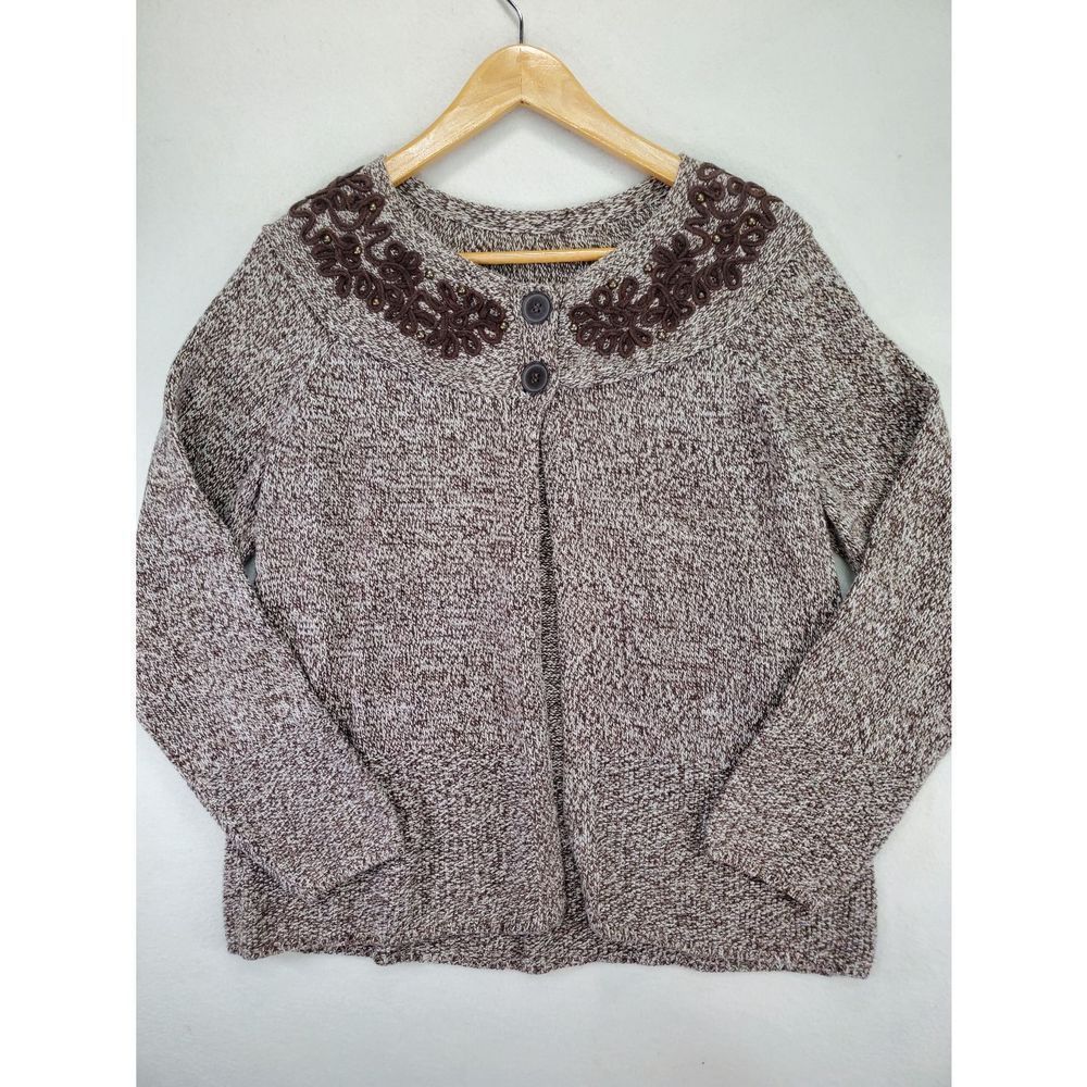Westbound Brown Heather Cardigan Sweater Women's Size Large